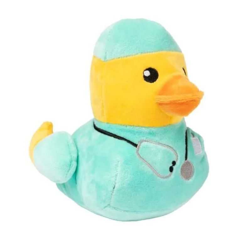 This Ducktor Dog Toy is no quack but he is here to cure your dog's boredom Ducktor is the most caring of the Waddle Squaddle members. Soft Plush Material and Built-in Squeaker. 