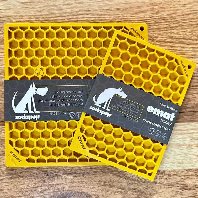 The Honeycomb-Dog Lick Mat is the perfect enrichment tool for your pup.