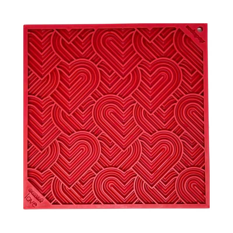 The Heart-Dog Lick Mat is designed for dogs and is the perfect enrichment tool for your pup. Licking soothes and calms your dog and is a great boredom buster.  