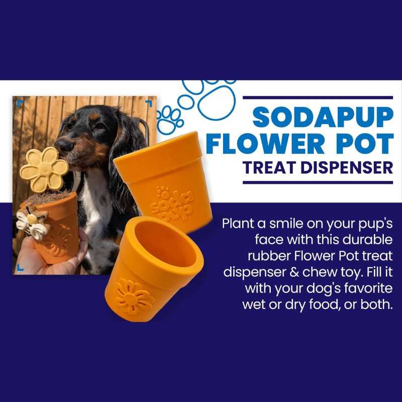 This enrichment Flower Pot Dog Treat Dispenser promotes mental stimulation and combats boredom. Fill the pot with your dog's favourite treats and keep them entertained for hours.