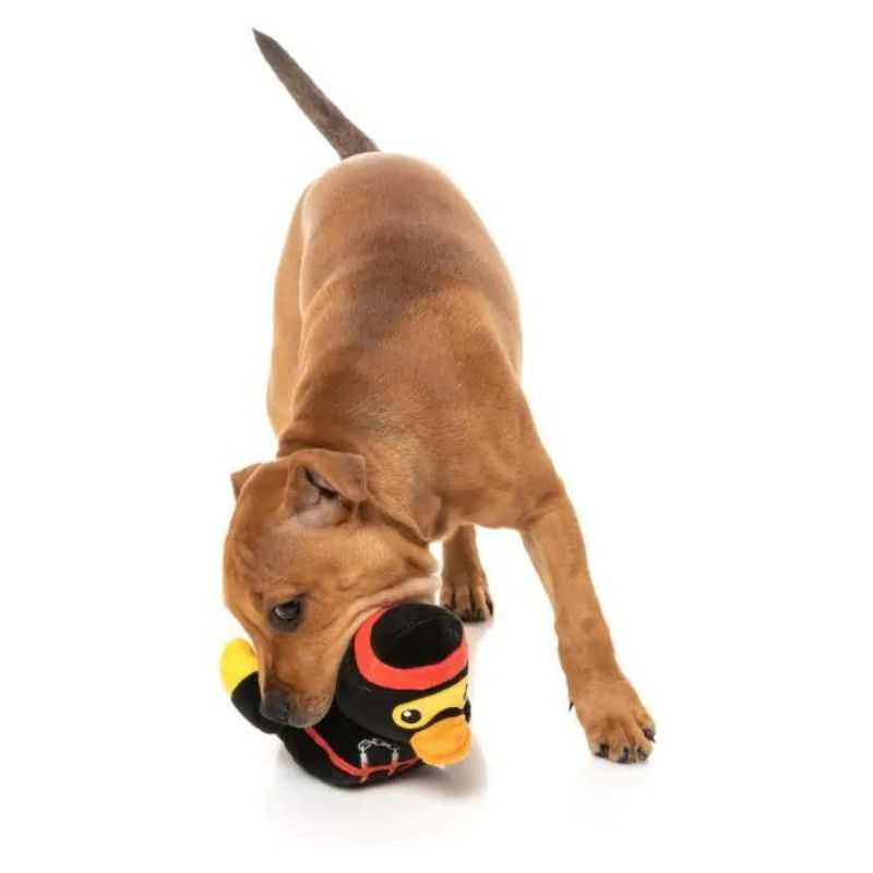 This Quackie Chan Dog Toy is the ultimate martial arts champion. Is your dog ready to take on the challenge from this Waddle Squaddle member? Plush Material and Built-in squeaker 