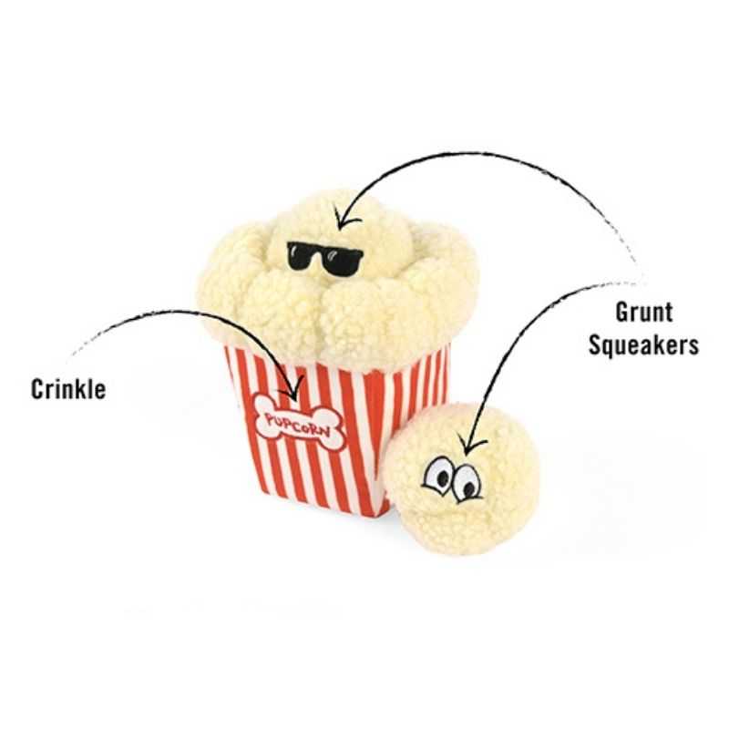 Indulge your pooch with their own movie night and let them have fun with the Poppin' Popcorn Plush Dog Toy.