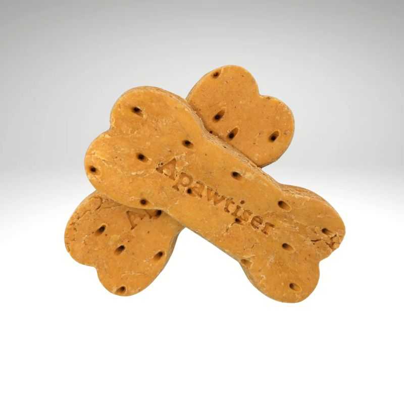 Your dog will love our Apawtiser Peanut Butter flavoured Bag of Bones Dog Biscuits. These bones are suitable for all dogs, including those with sensitive stomachs. Grain-free.