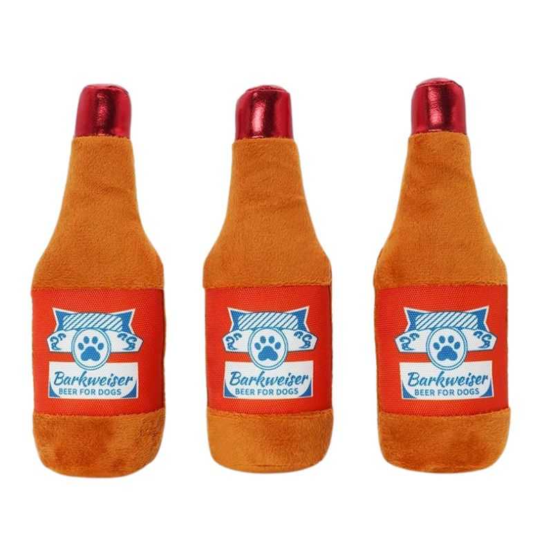 The beer Cooler Burrow Dog Toy includes three squeaky barkweiser beer bottles for your boozy hound to play with.  Keep your pooch busy and let them have a fun time trying to figure out how to remove the beer bottle toys. Cheers!