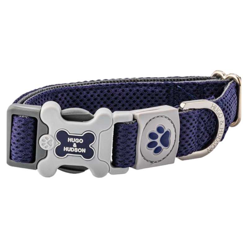 Your dog will look stylish in our Navy Mesh Dog Collar from Hugo & Hudson.  Built with quick dry material, this collar is also great for aquatic friends that love to go for a swim.