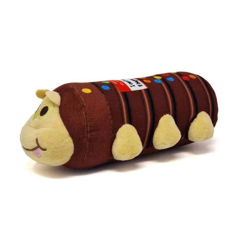Your dog will love this cute soft plush caterpillar dog toy with its built in squeaker, wide embroidered eyes, smiley face and lots of little leg