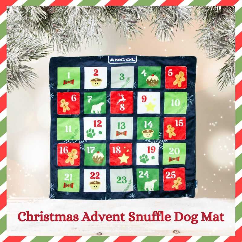 The Advent Snuffle Mat Dog Toy combines the joy of an advent calendar with a stimulating snuffle experience. The mat features crinkly fabric and 7 advent pockets for hiding treats.