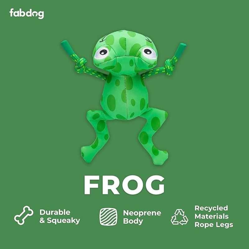 Your pup will have fun in the water with our frog Floatie Dog Toy. This squeaky toy is so versatile it can spend time on dry land too. Playtime fun for your dog indoors or outdoors