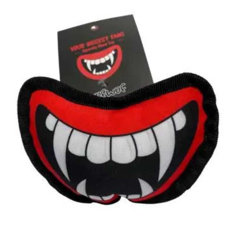 Get your furry friend involved this Halloween with our Vampire Fang Dog Toy. Every vampire needs a good set of fangs and now your dog can join in on the Halloween fun. 