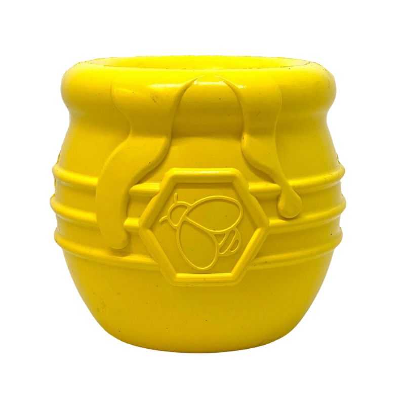 This enrichment Honey Pot Treat Dispenser offers your dog mental stimulation. It helps with problem chewing behaviours. Fill the pot with dog treats to keep them entertained. 