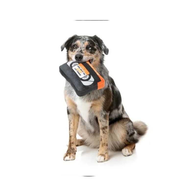 Get ready for the spooky season with the Fuzzyard Horror Film Halloween Dog Toy. Don't worry this classic VHS tape comes curse-free. With a built-in squeaker for extra playtime fun 