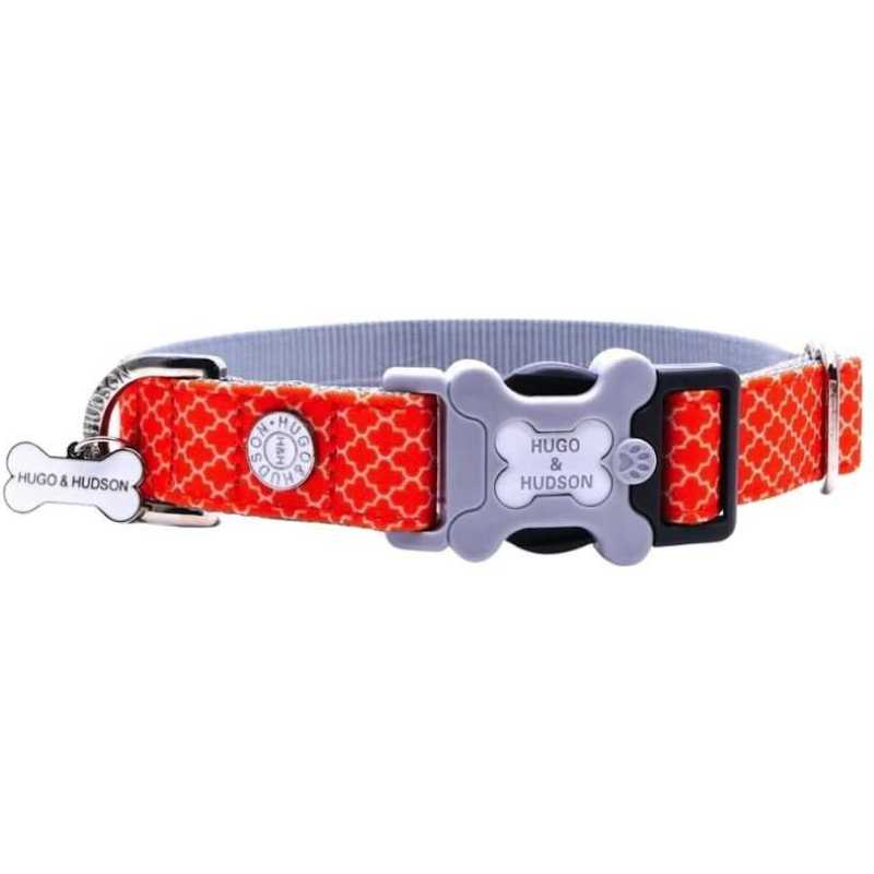 Allow your dog to shine with this Orange Geometric Dog Collar from Hugo and Hudson. Your stylish pooch will be the envy of the dog park. Made with high-quality premium material.