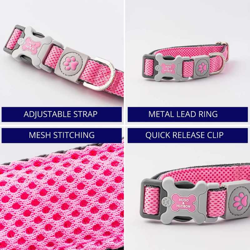 Your dog will look stylish with our quick-drying Pink Dog Collar and Lead Set from Hugo and Hudson. Made from high-quality material with a brushed stainless steel finish.