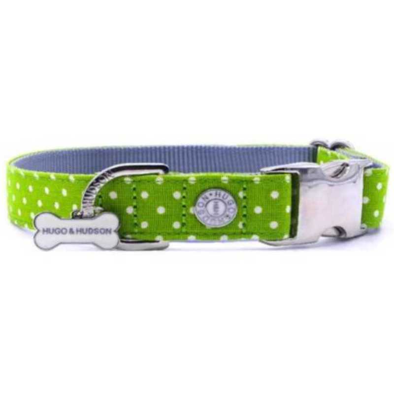 This stylish Hugo and Hudson Polka Dot Green Dog Collar will make your furry friend the envy of the park.