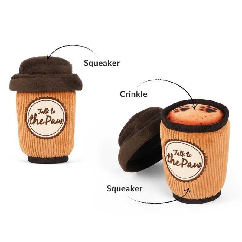 Fuel up for fun with P.L.A.Y's Pup Cup Cafe Dog Toy Collection. This range features a set of coffee shop-themed toys designed for energetic pups.  Collection includes  Cafe Latte Dog Toy&nbsp; Cookies n' Treats Dog Toy Doughboy Donut Dog Toy