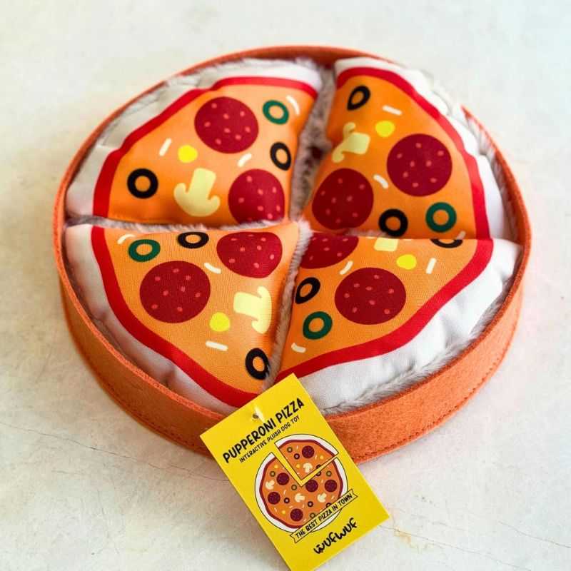 Indulge your pup's playtime cravings with the Pupperroni Pizza Interactive Dog Toy. This hide-and-seek dog toy will challenge your dog’s mind while searching for treats. 
