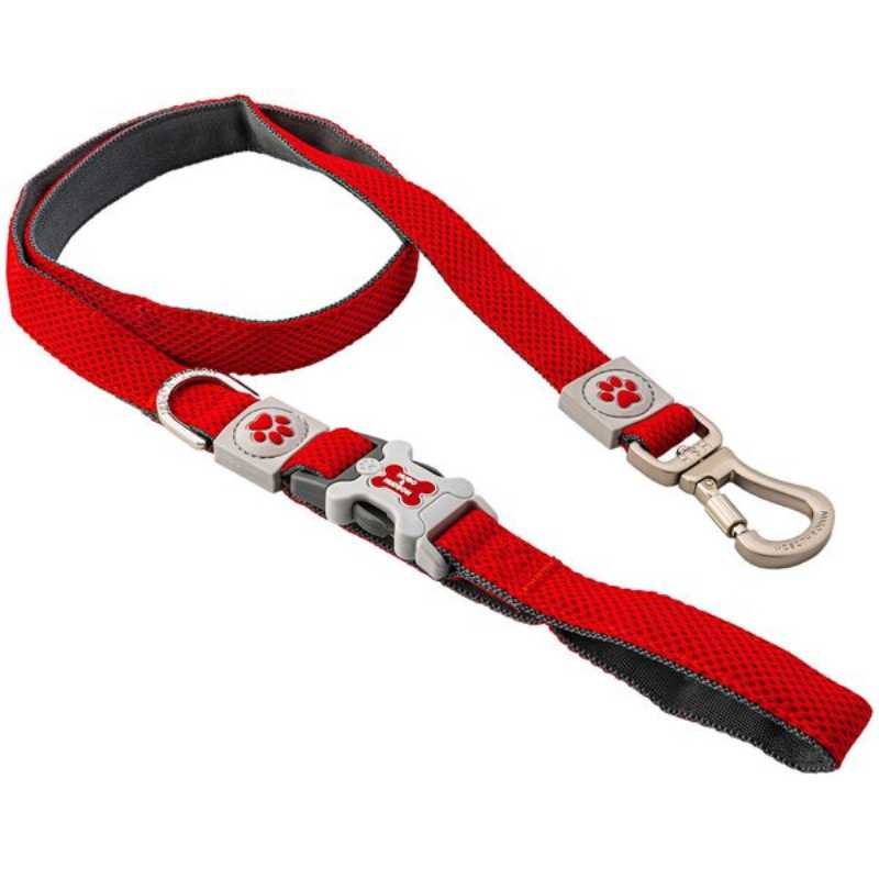 Discover the perfect outdoor companion for your pup; the Red Mesh Dog Lead from Hugo and Hudson  With a breathable fabric and a buckle clip built into the handle, you can secure your pup to a table leg or chair!