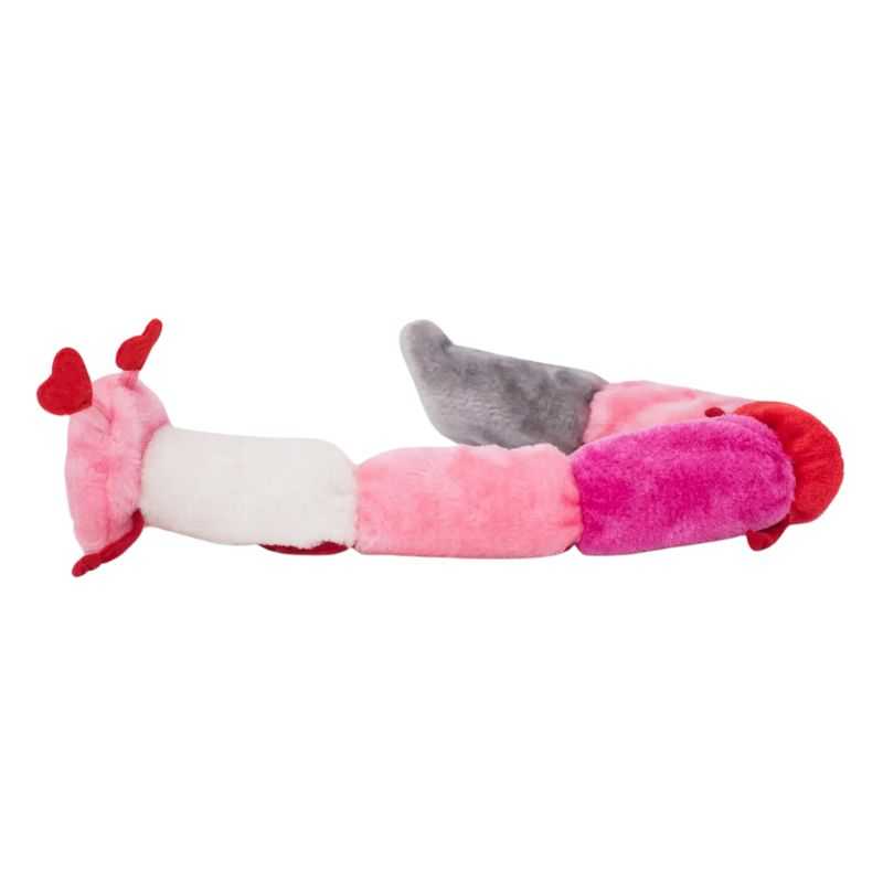 Show your furry friend you care with this Valentine's Caterpillar Dog Toy. With its soft plush fabric, heart antennae and 7 squeakers for your pup to enjoy. Let your dog know you love them by treating them this Valentine's Day.