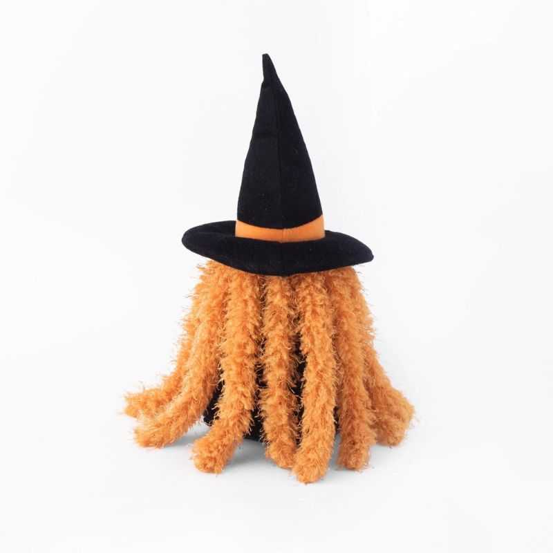 The Halloween Witch Dog Toy will provide hours of spooky fun. This witch has a squeaker in the body and features crinkly arms and legs, adding engaging textures to playtime. 