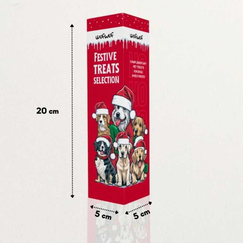 Make this Christmas unforgettable for your furry friend with our Wuf Wuf Festive Dog Treats - 4 x 20g pouches filled with premium meaty delights. Grain Free 