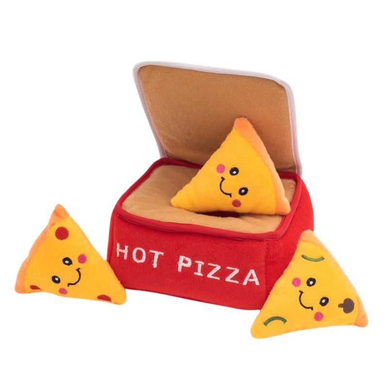 Treat your dog to a Pizza Box Burrow Dog Toy. Fill the box with the mini pizza slices and watch your pup eagerly dive in. This hide-and-seek toy keeps your dog engaged and busy.