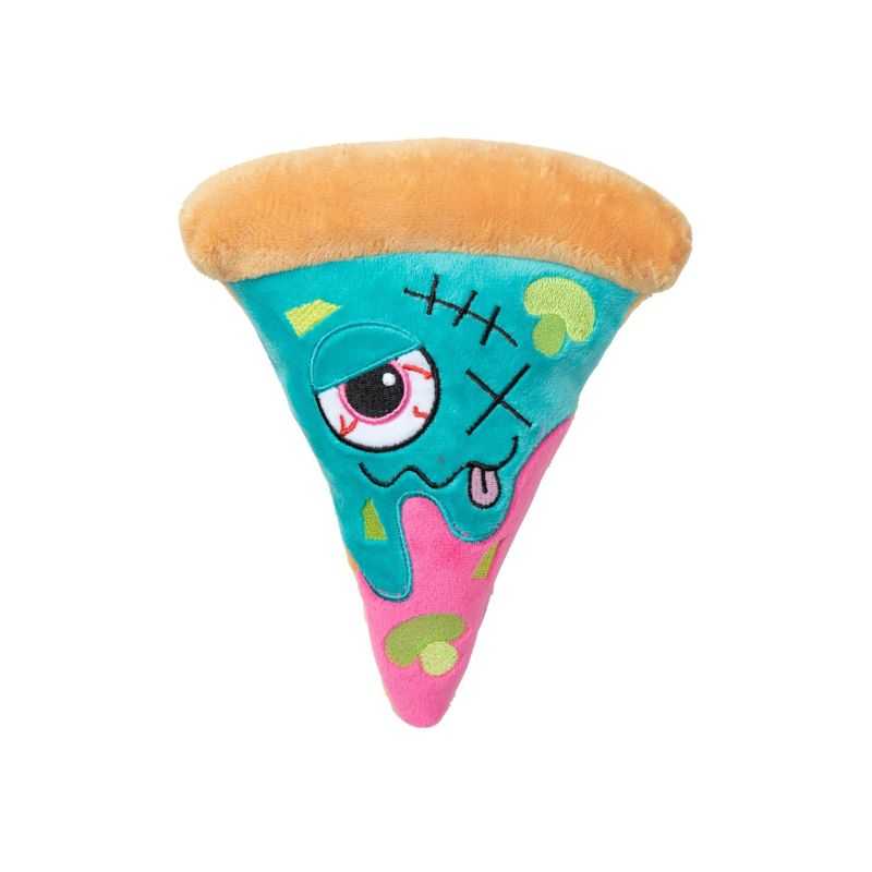 The Fuzzyard Zombizza Marg Eat Her Dog Toy is a Halloween-themed plush dog toy fitted with an attention-grabbing squeaker for playtime enjoyment for your furry friend.