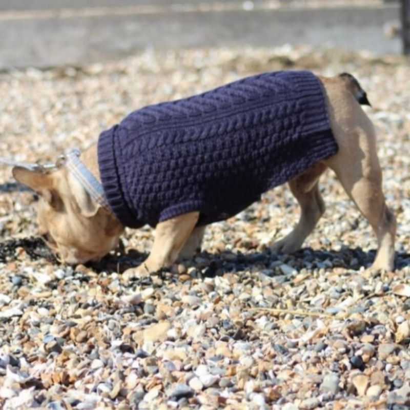 This Navy Blue Chunky Knit Dog Jumper is perfect for keeping your pet warm over the cold winter months.