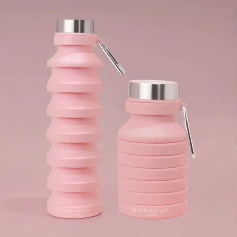Say hello to our Pink Collapsible Water Bottle.  This clever design collapses down to a compact size when not in use. When you're ready to fill it, pull it to expand into a regular-size bottle.