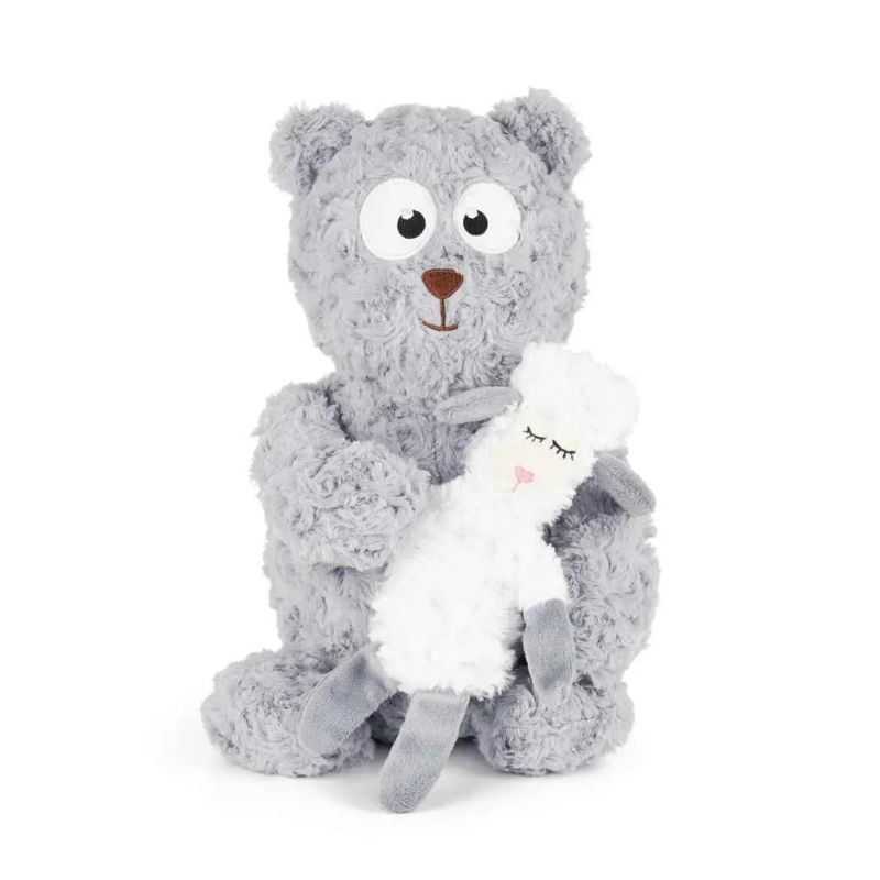 Our Moony and Woola Dog Toy will provide your pup with comfort and naptime snuggles.  If your dog is a gentle chewer and loves a cuddle then this two-in-one dog toy would be ideal.  Moony is a soft, comforting, warm companion for your dog. Where unstuffed Woola the Lamb offers squeaky, crinkly extra playtime fun.