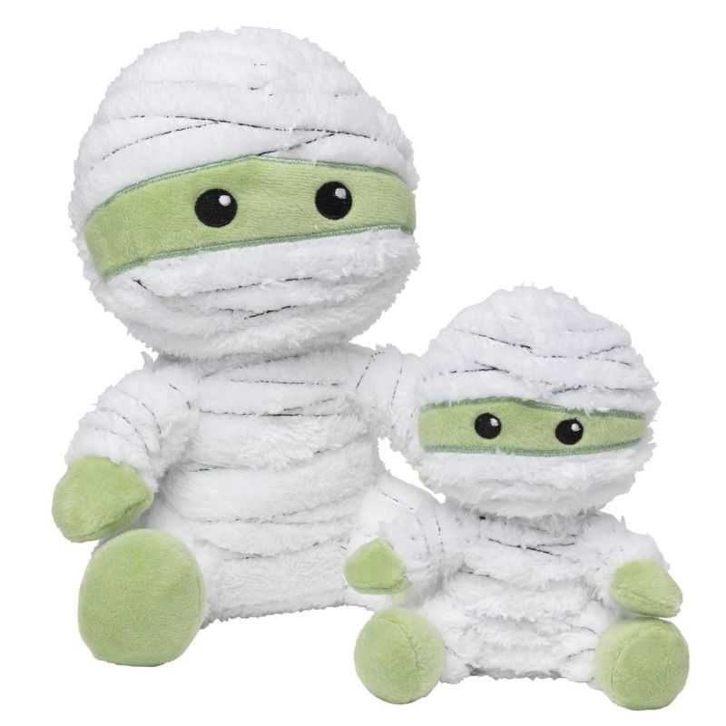 Halloween Dog Toy Mumzy. Introducing our scary but cute Halloween Dog Toy Mumzy. This big-headed mummy will be one of your pup's favourite toys this Halloween. She's equipped with a built-in squeaker ready to give your pup a fab-boo-lous time.