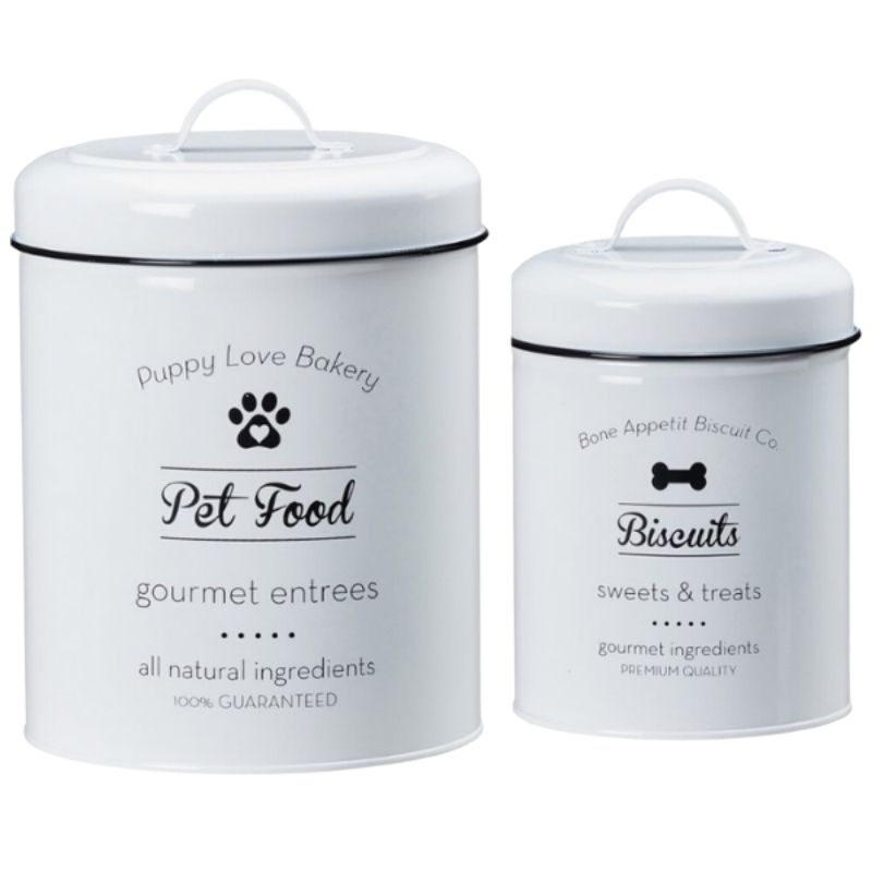 Why not revamp your kitchen with this fun and stylish Pet Food and Dog Treat Storage Set?  This storage solution will suit any style of kitchen.