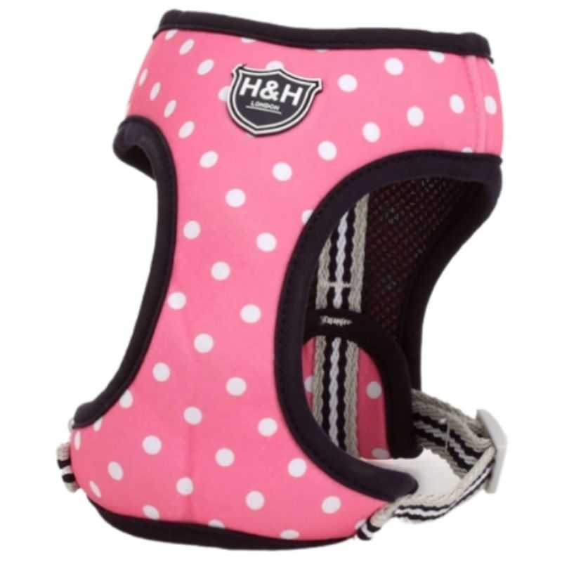 This Hugo & Hudson Pink Polka Dot Dog Harness is soft and comfortable for your dog to wear.