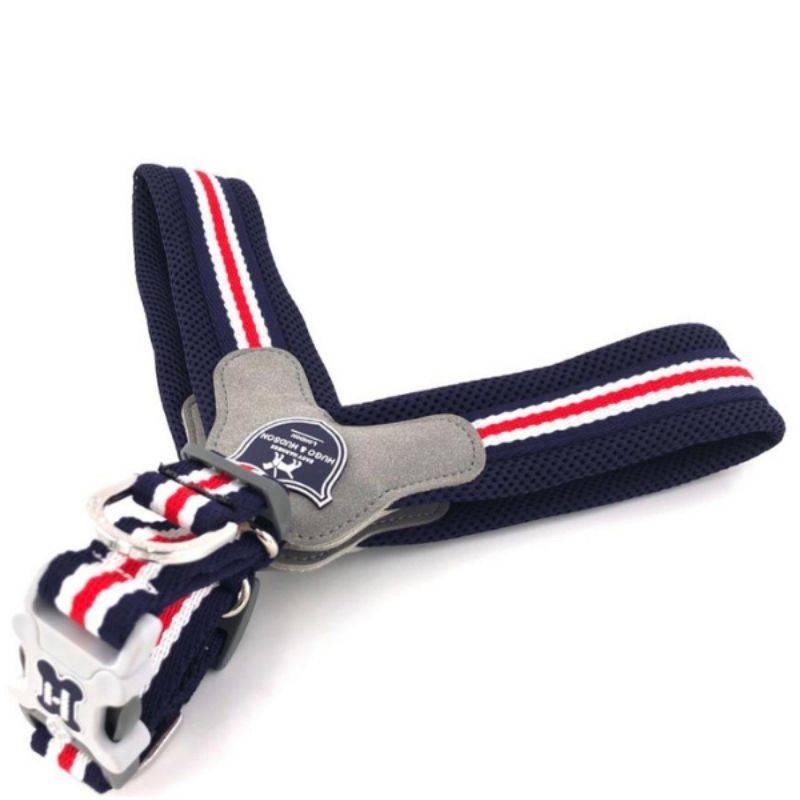 This Red, White and Blue stripe dog easy harness is made from quick-drying mesh fabric. This simple to use harness has been designed for complete comfort for your dog. 