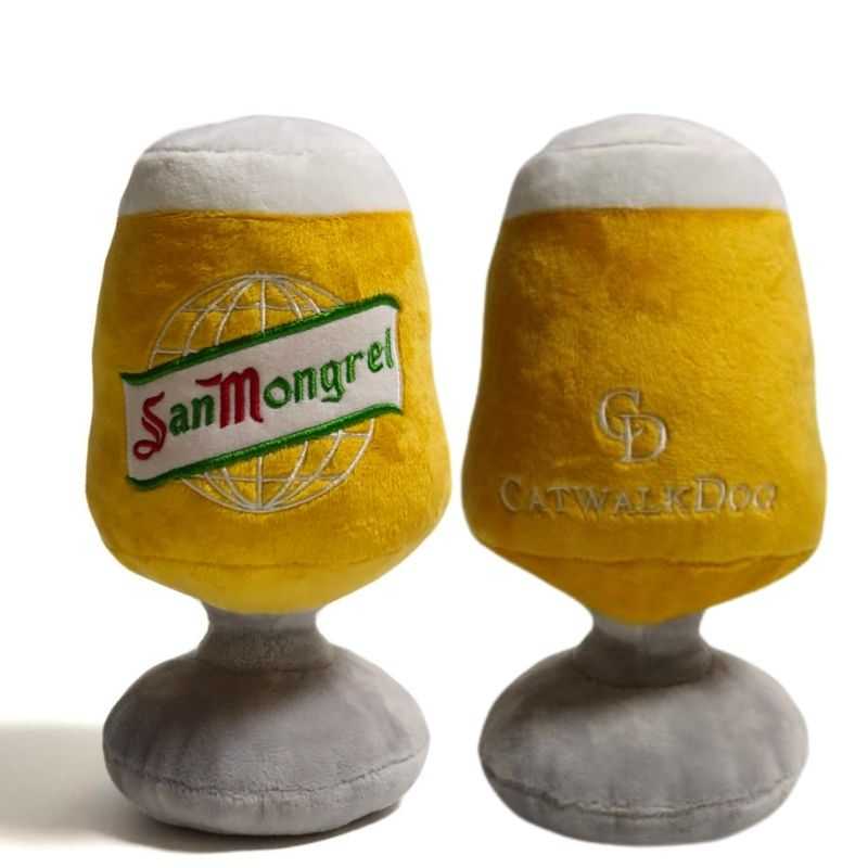 Let your pooch sit back and relax with this Spanish alcoholic inspired San Miguel Beer Glass Plush dog Toy.