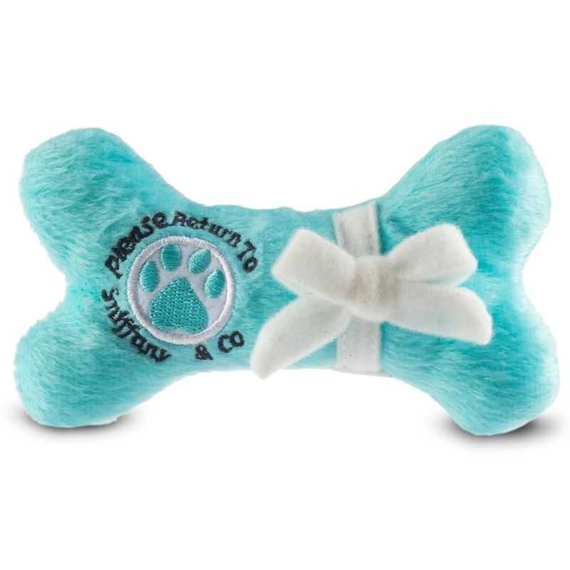 Your pooch will love playing this adorable Sniffany and Co Bone Plush Dog Toy.  Made with a baby blue soft plush material with a fun squeaker inside. 