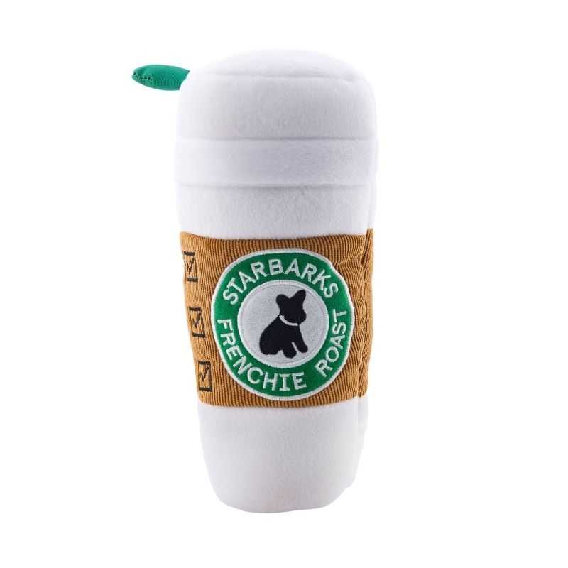 Let your pooch start the day with a Starbarks Plush Dog Toy.  Your dog can now enjoy a cup that squeaks with you every morning.